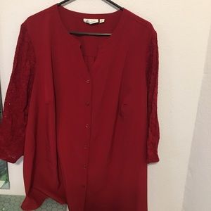 D. & Co. lace sleeved pop over 2X